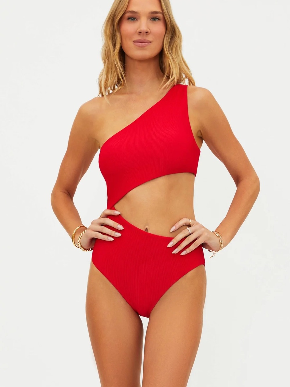 Beach Riot Celine One-Shoulder Red Cutout One-Piece
